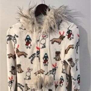 Women’s Pajama Dog Lover Small Hood Pet Puppy Rare Gift NWT Sleep One Piece Soft